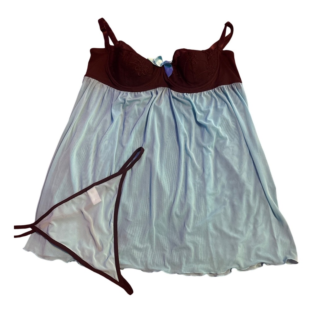 Torrid Babydoll Chemise Lingerie Set Underwire Sheer Mesh Thong Plus Size 3 3X
